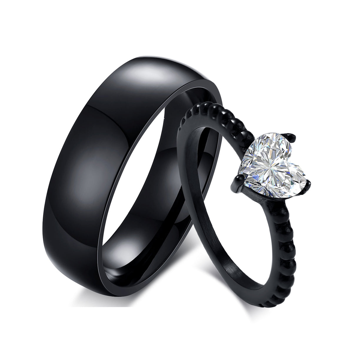 Couple Ring – Black Zircon Wedding Stainless Steel – Couple