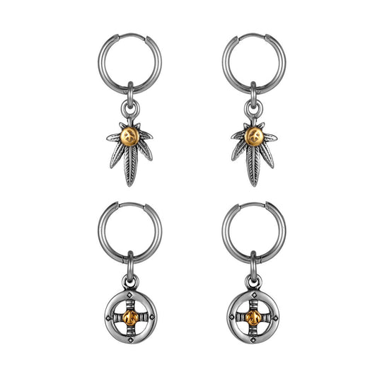 Korean Premium Flying Eagle Unisex Earrings - Trendy Stainless Steel Round Wire Buckles for Fashion Enthusiasts
