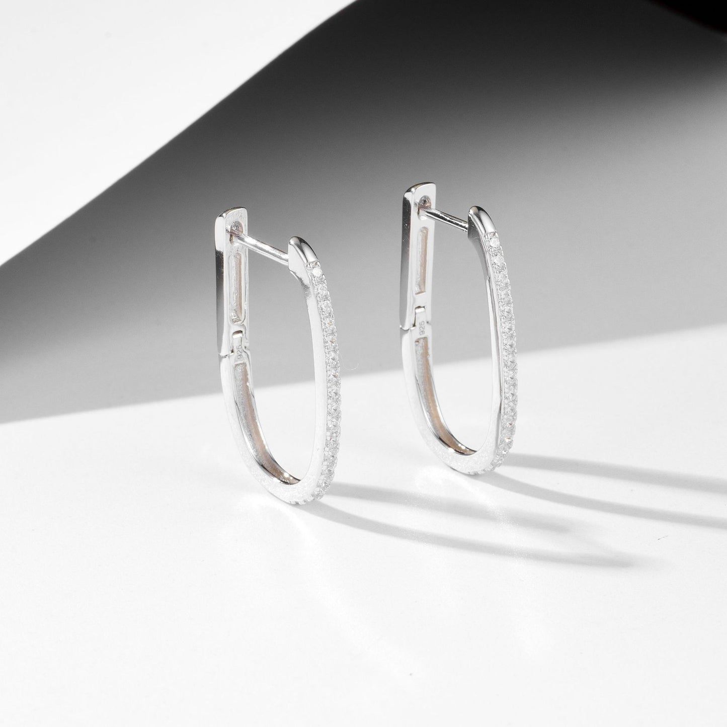 Exclusive For S925 Pure Silver U-Shaped Zircon Earrings, Buckles, Cool Style, And Versatile