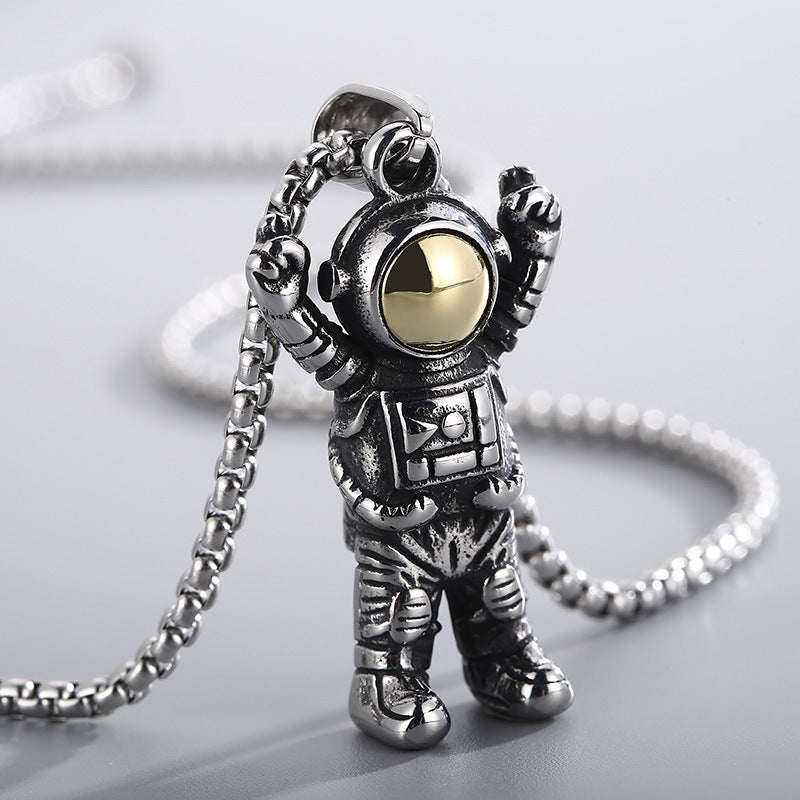Galactic Style Stainless Steel Astronaut Pendant for Men