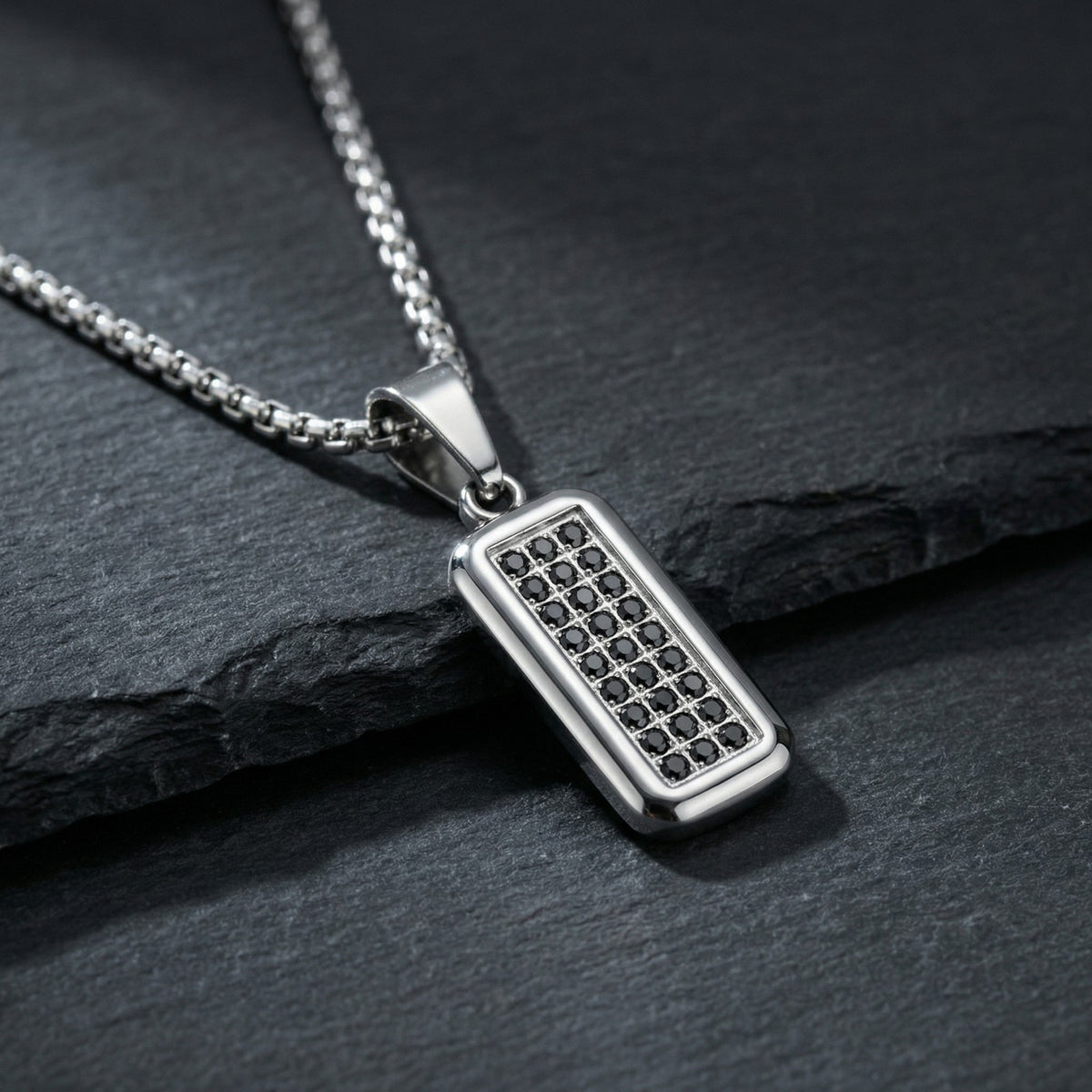 Zircon Geometric Stainless Steel Pendant for Men