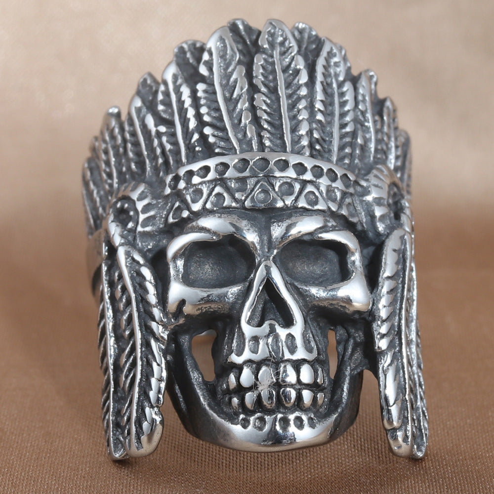 Titanium Steel Skull Ring for Men - Personalized Retro Trendy Accessory in Stainless Steel
