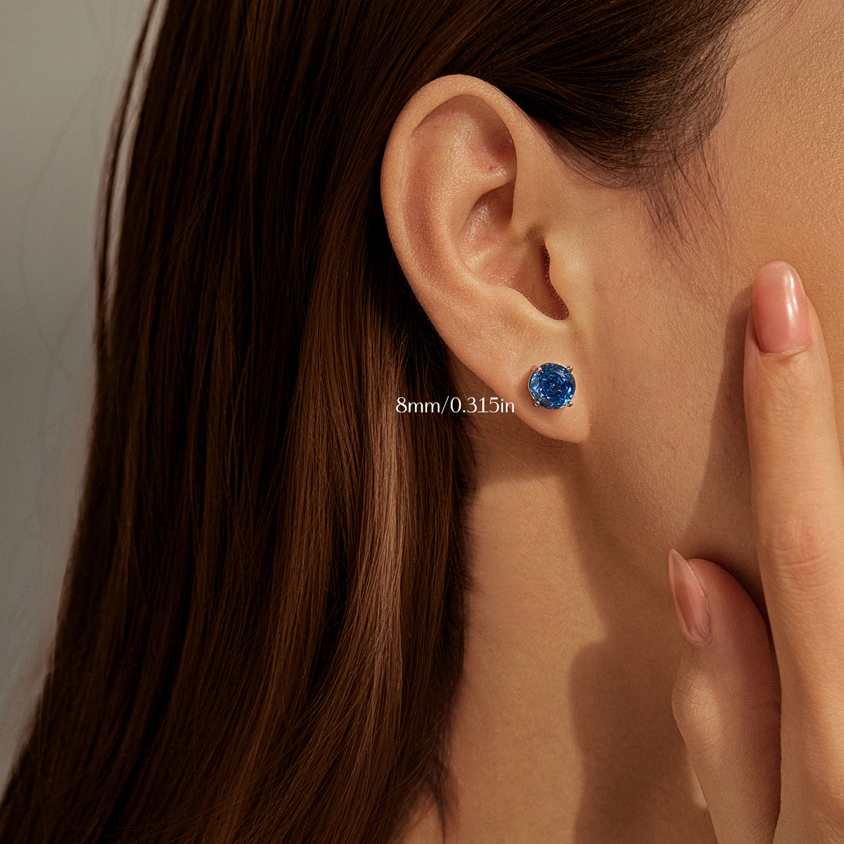 925 Sterling Silver Royal Blue Rose-Cut Zircon Stud Earrings
