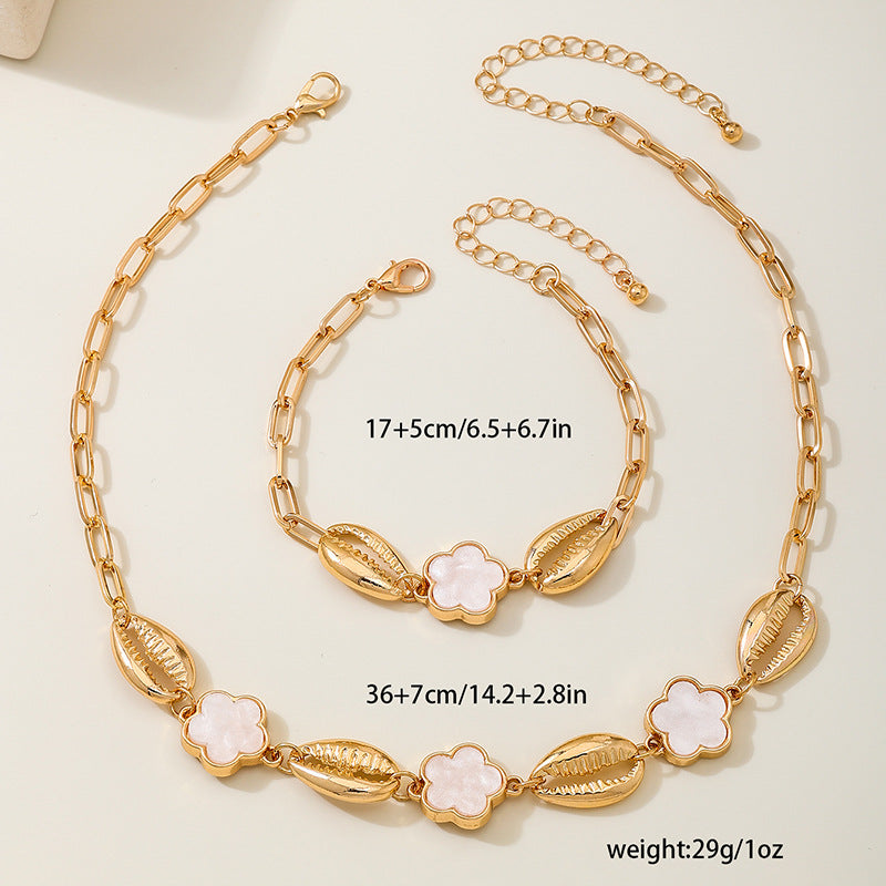 Planderful Bohemian Jewelry Set Women Chic Conch Clover