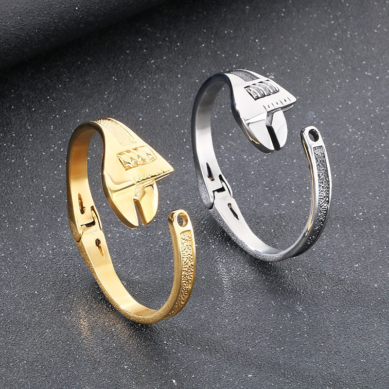 Planderful Titanium Tool Wrench Men Retro Opening Bracelet
