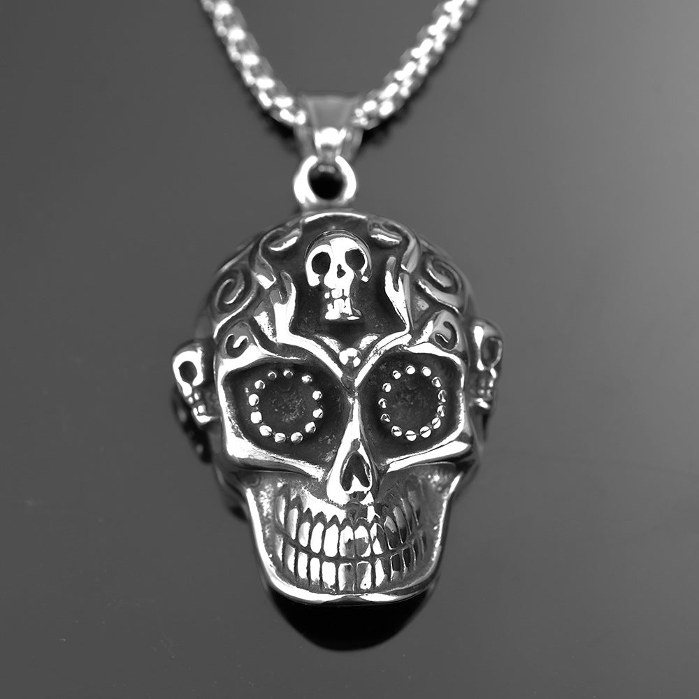Retro Stainless Steel Men's Pendant Gothic Skull Necklace