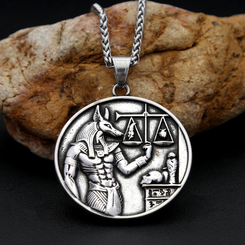Egyptian Anubis Stainless Steel Men's Pendant Necklace