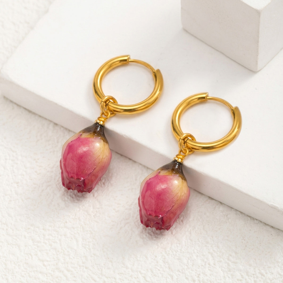 Stainless Steel Floral Cat Earrings
