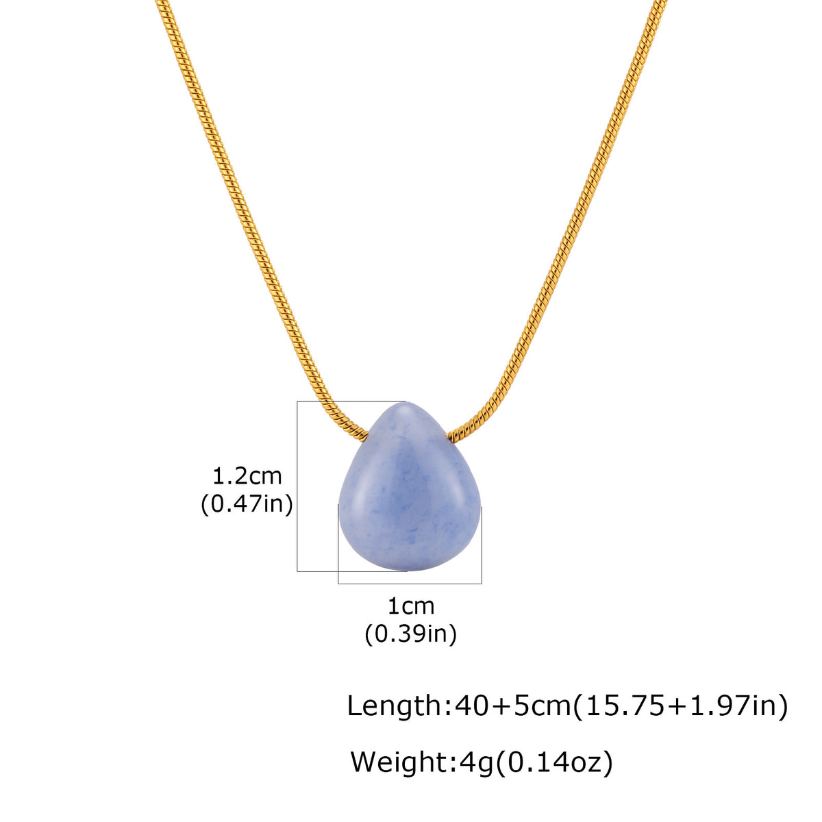 Stainless Steel Green Dongling Water Drop Round Snake Chain Necklace Collarbone Chain