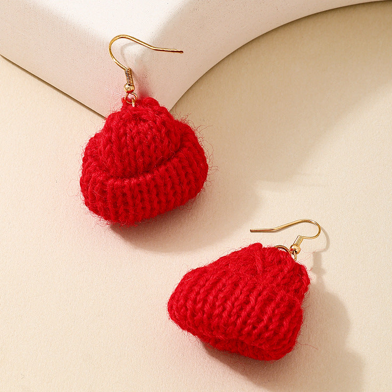 Planderful Vienna Verve Earrings – Unique Hand-Woven Red Wool Design