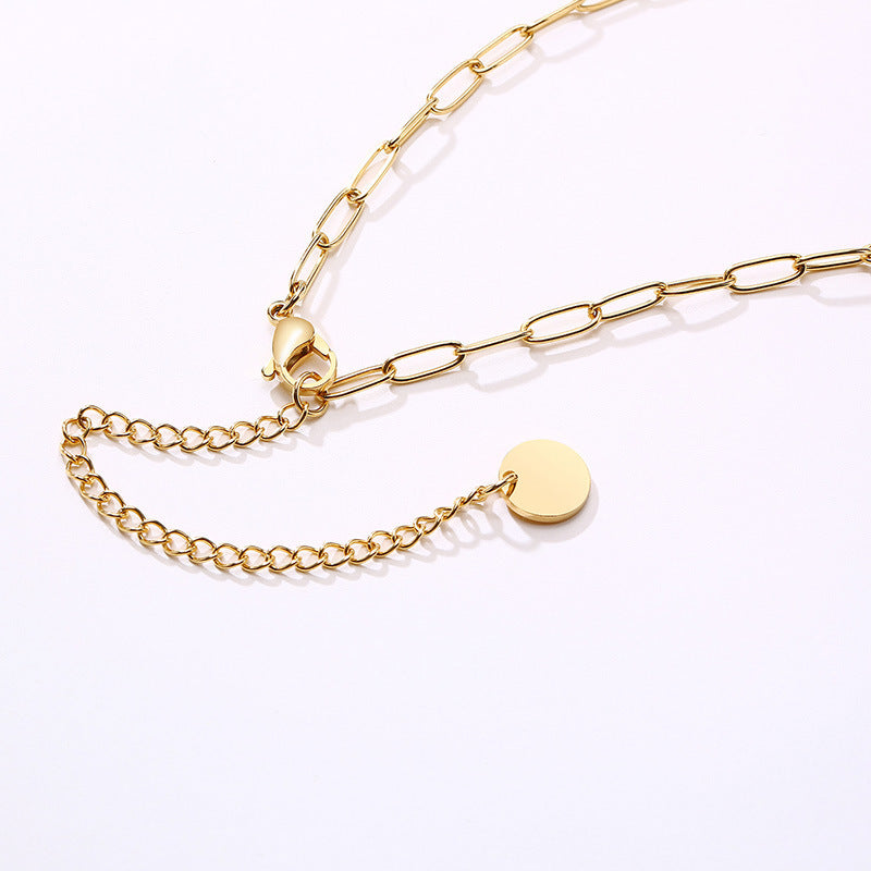 Stainless Steel Square Necklace Women Gold Fashion Accessories