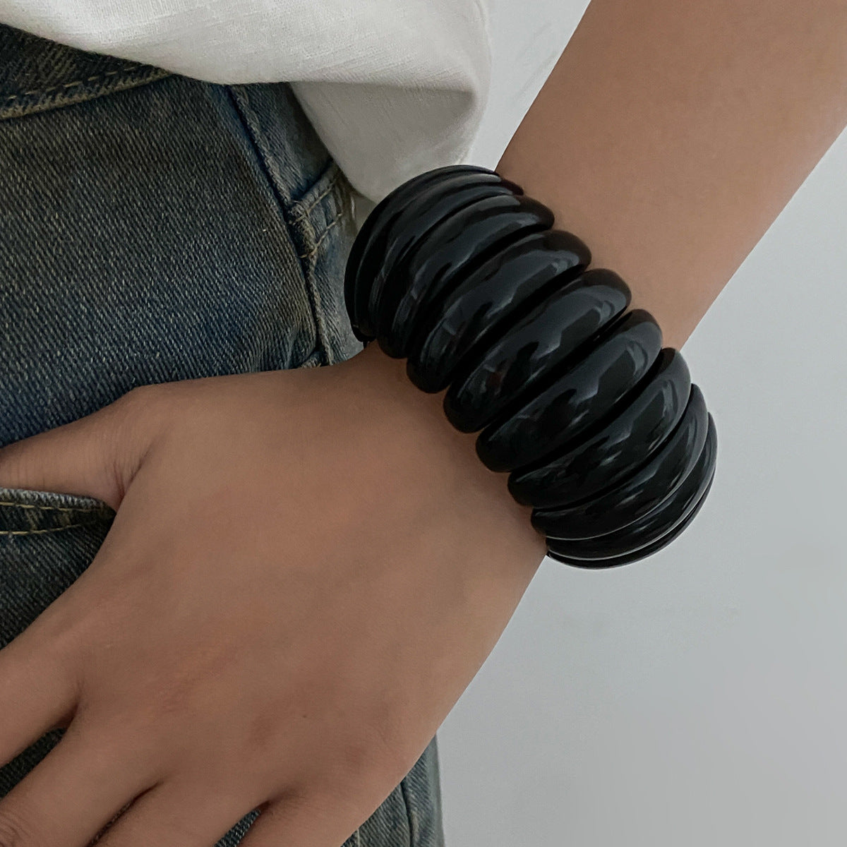 Planderful Vienna Verve Personalized Color Matching Bracelet For Women Elastic Wide Statement Jewelry