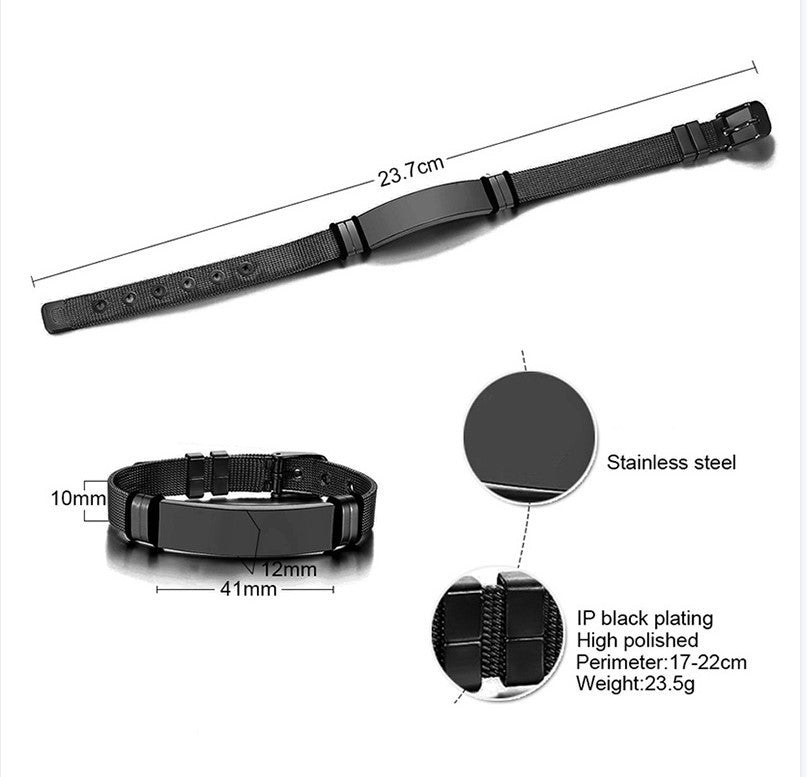 Stainless Steel Mesh Curved Brand Bracelet for Men