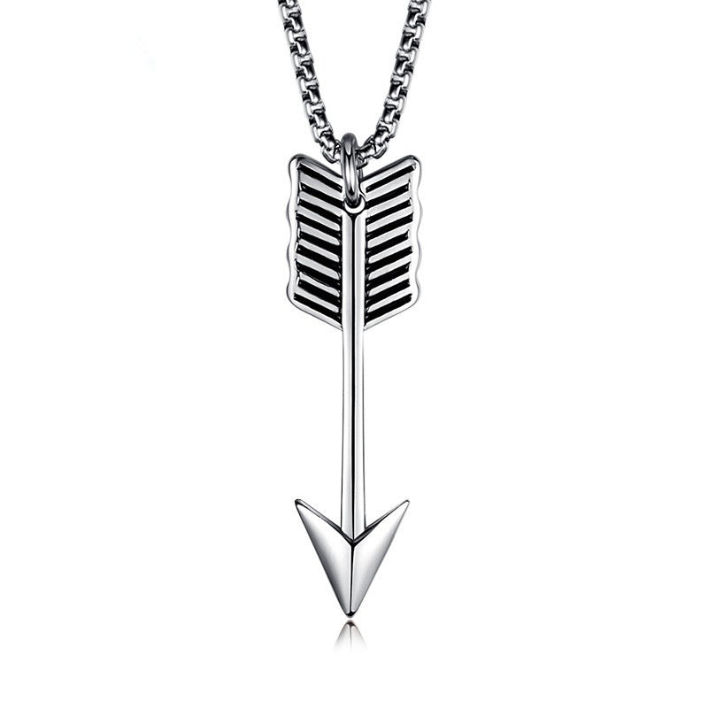 Retro Titanium Steel Arrow Pendant Bow and Arrow Necklace for Men