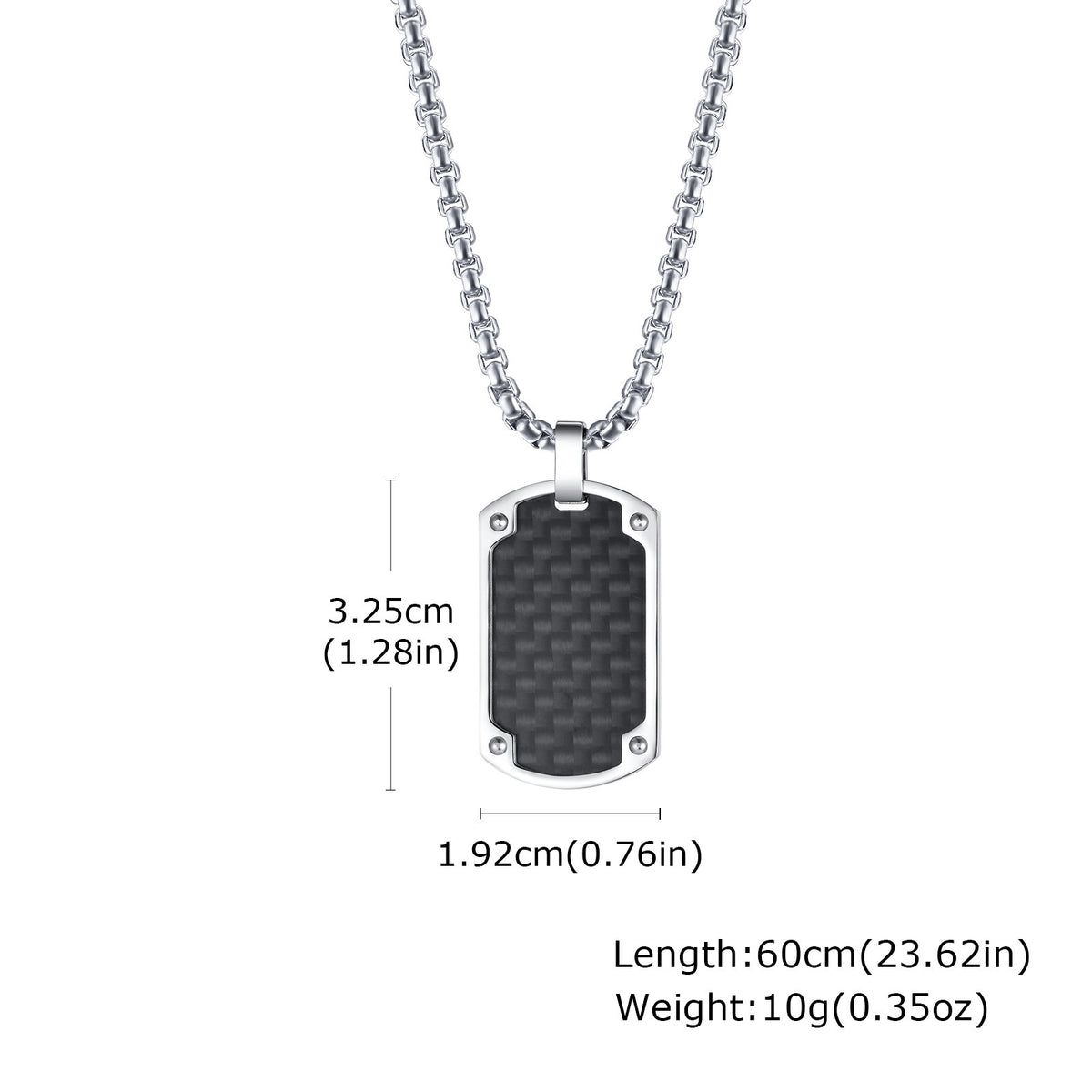 Carbon Fiber Black Stainless Steel Necklace for Men