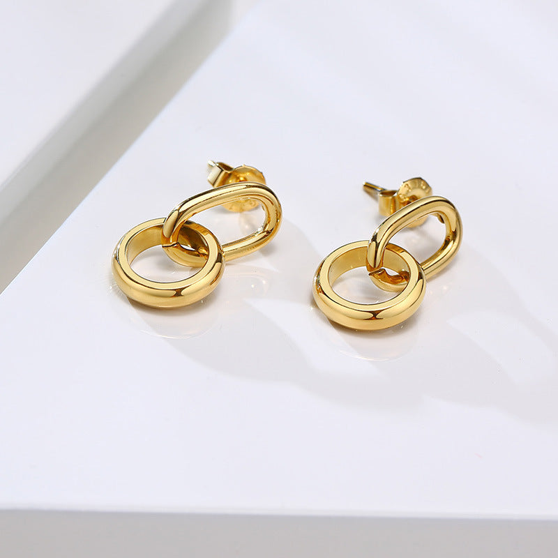 Titanium Steel Earrings Wholesale Thin Double Ring Style
