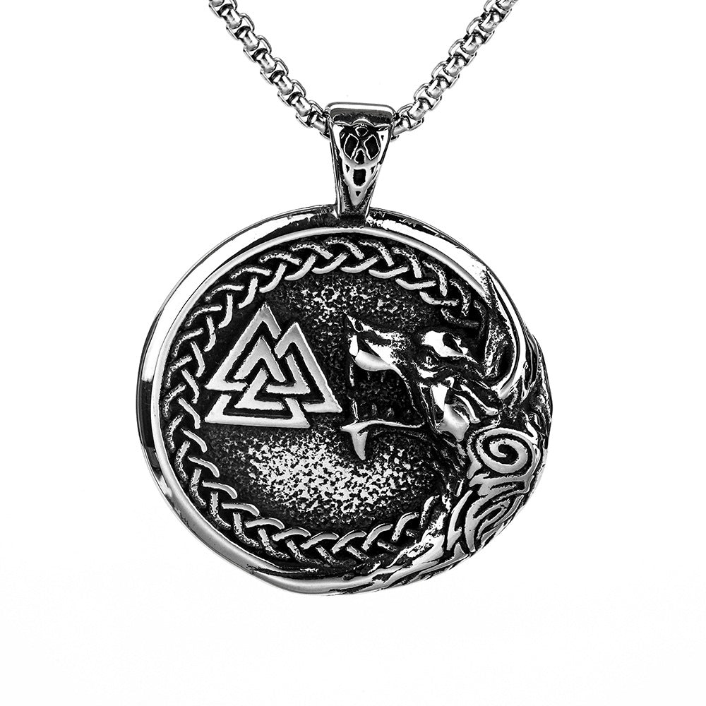Nordic Retro Stainless Steel Men's Pendant Viking Triangle Necklace