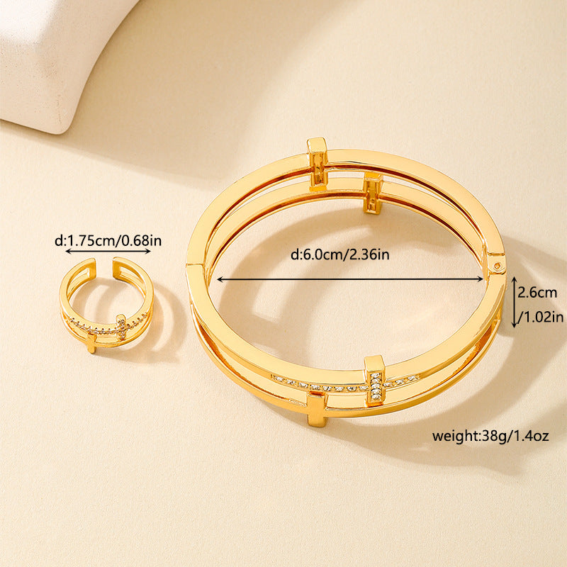 Planderful Vienna Verve Jewelry Set – Retro Metal Design with Zircon-Studded Accent