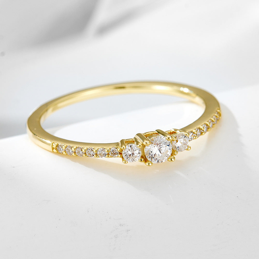 Planderful S925 Sterling Silver Zircon Ring For Women Exquisite Round Jewelry Light Luxury Fashion