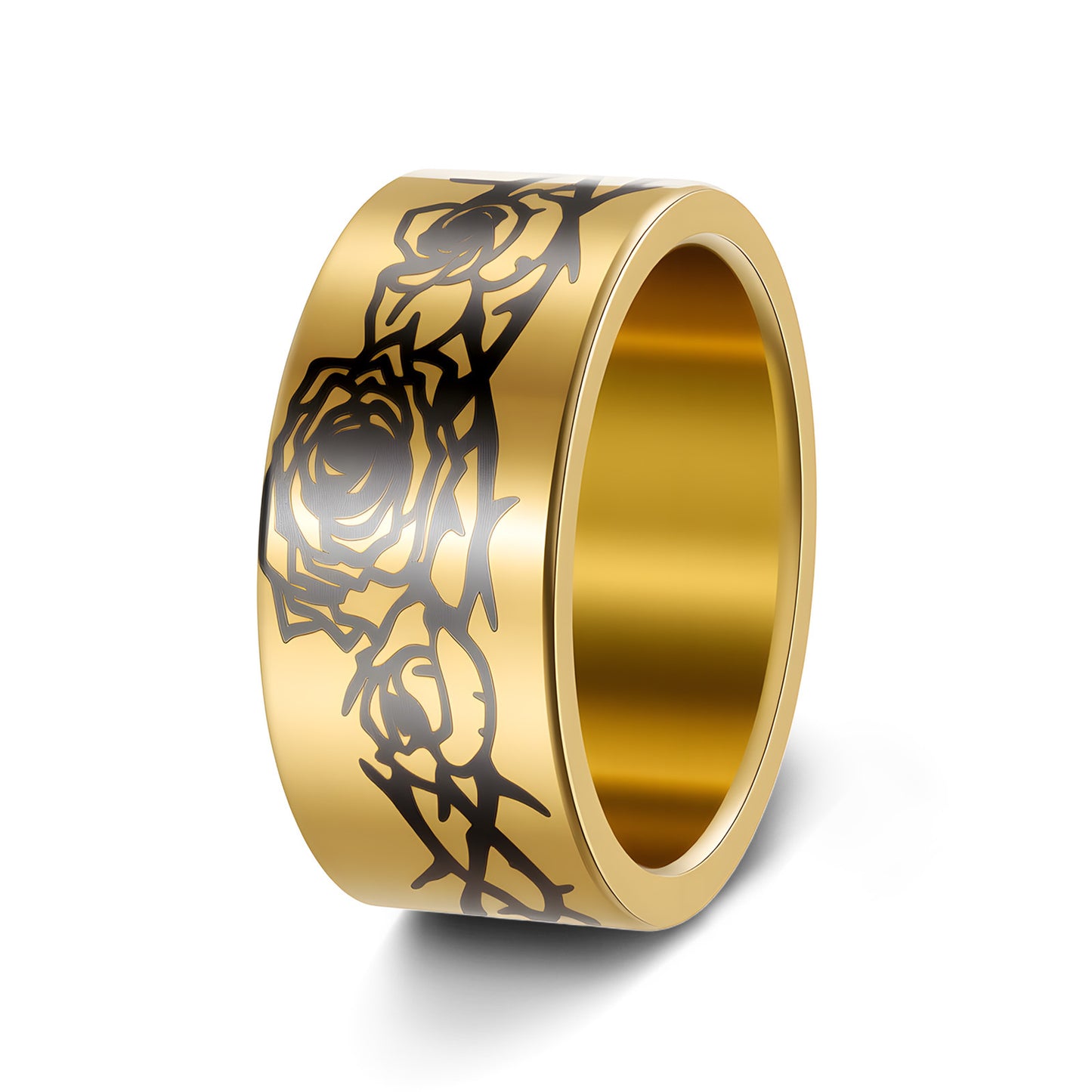 Stainless Steel Ring Planderful Everyday Genie Rose Halloween Pattern for Men Unisex 10mm Protection Statement