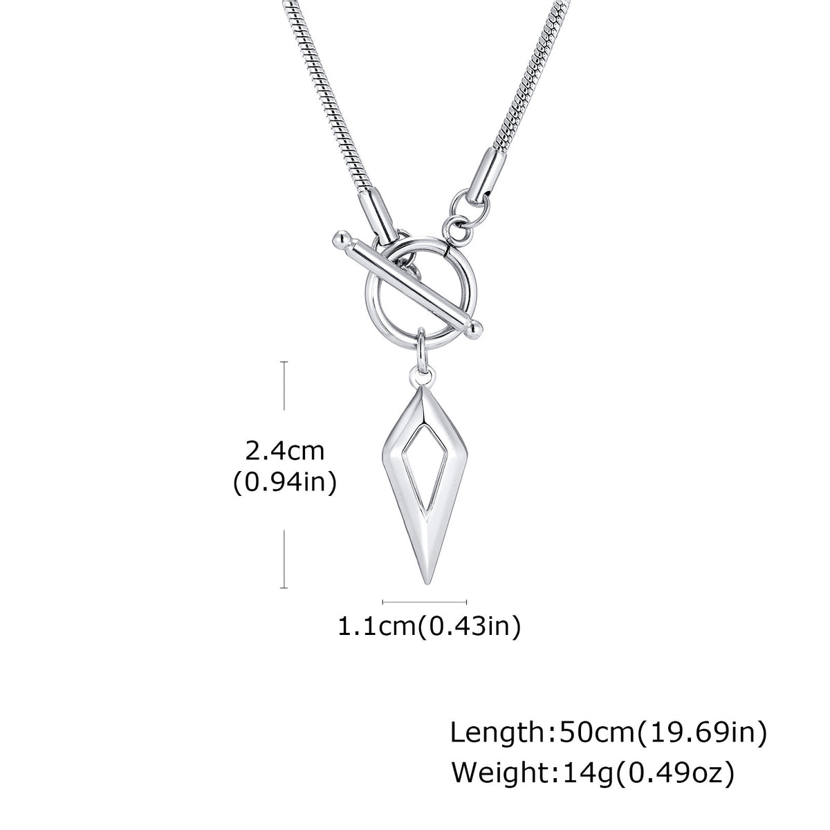 Stainless Steel Round Snake Chain Toggle Clasp Tetragonal Star Minimalist Pendant – Necklace