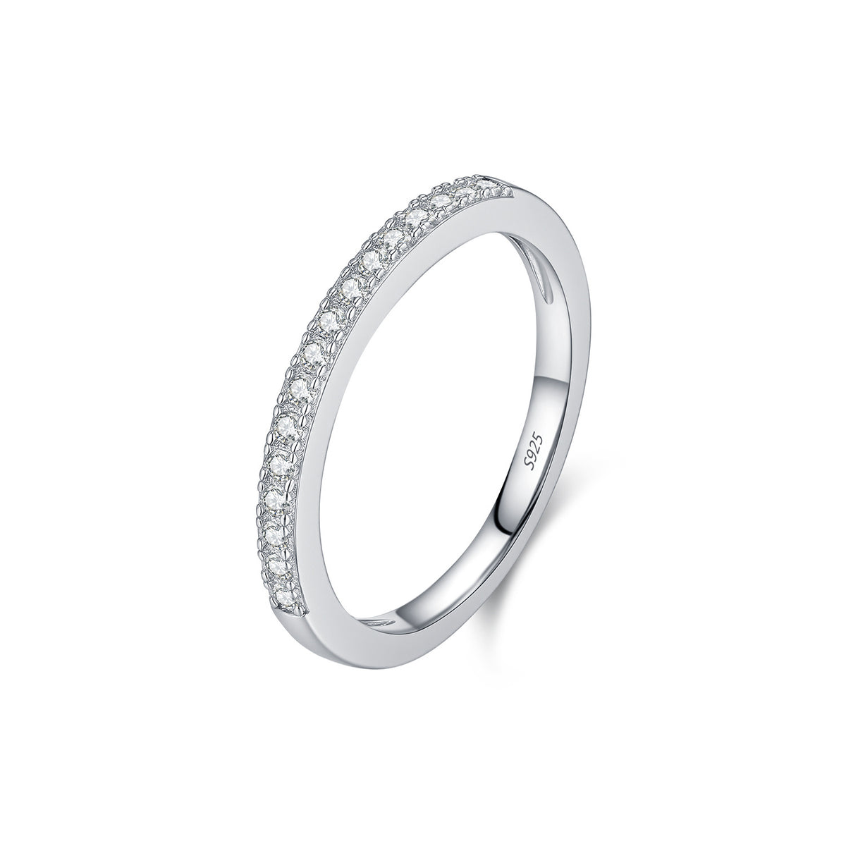 S925 Sterling Silver Moissanite Stacking Band