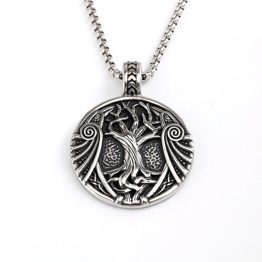 Vintage Tree of Life Viking Stainless Steel Men's Pendant Necklace
