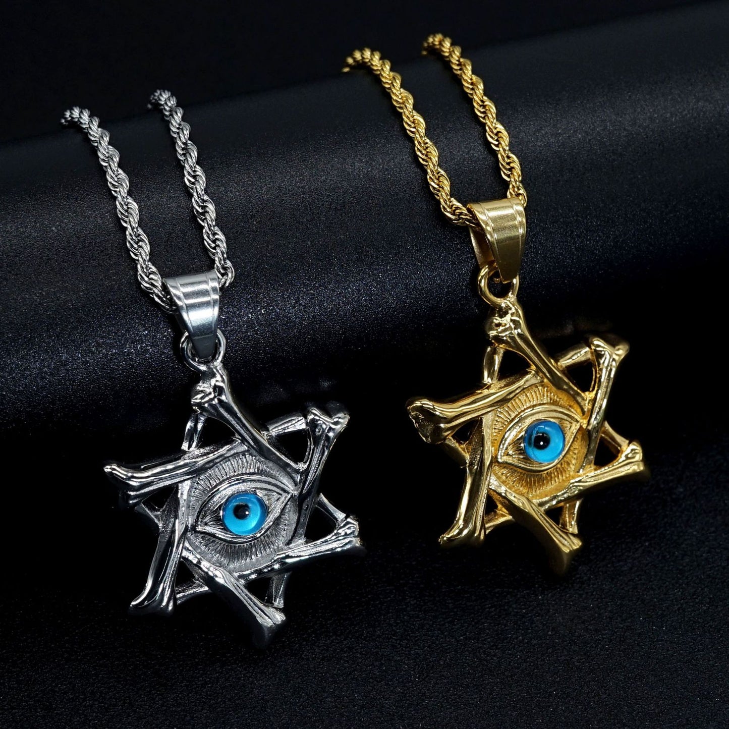 Steel Necklace – Vintage Devil's Eye Hexagram
