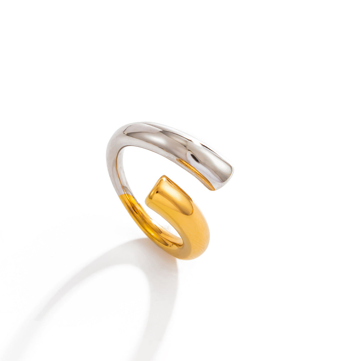 Planderful Vienna Verve Stainless Steel Mixed Color Splicing Ring For Women Opening Statement Jewelry