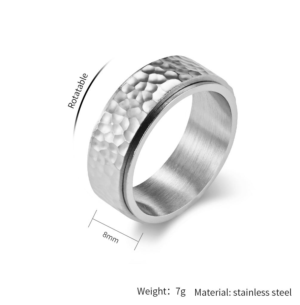 Planderful Titanium Steel Rotatable Ring With Honeycomb Pattern For Unisex Daily Wear