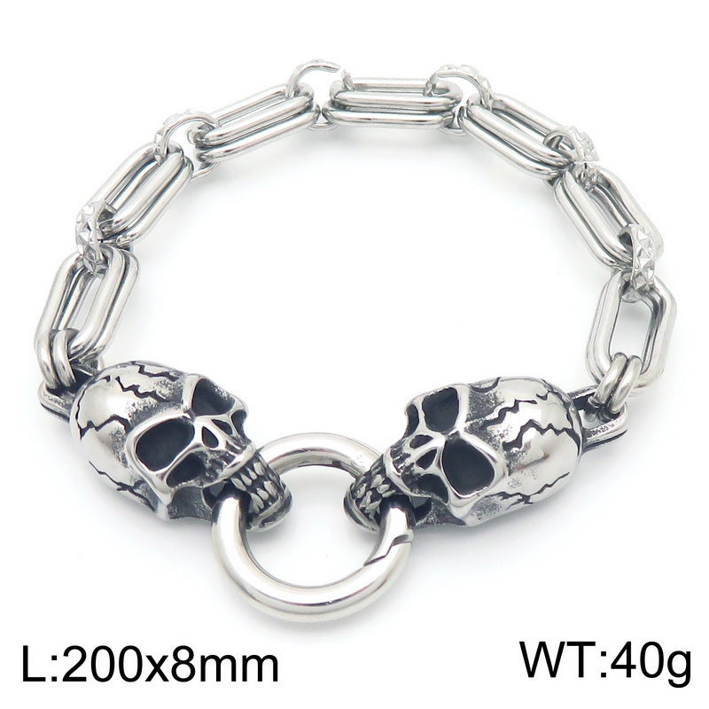 Planderful Men Stainless Steel Bracelet Double O Chain