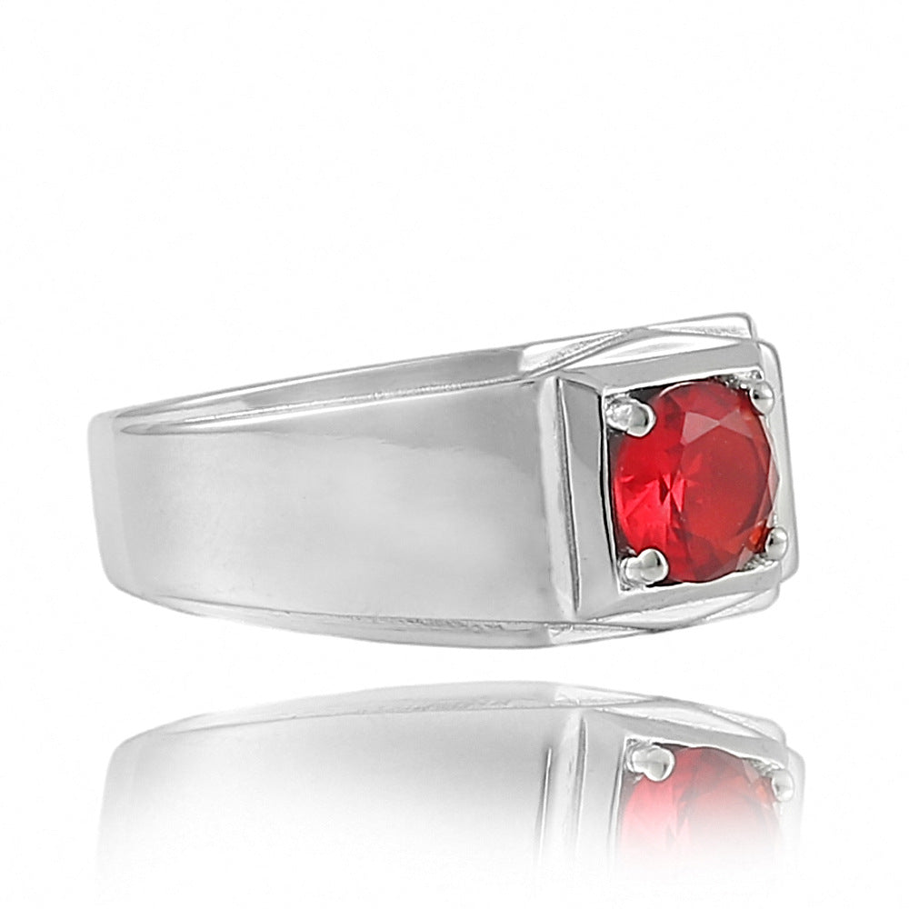 Trendy Multicolor Gemstone Titanium Steel Ring for Men and Women