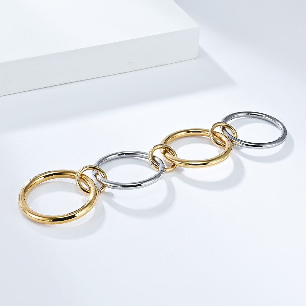 Planderful Everyday Genie Stacked Ring Set Premium Titanium Steel Plated 18K Gold Unisex Jewelry