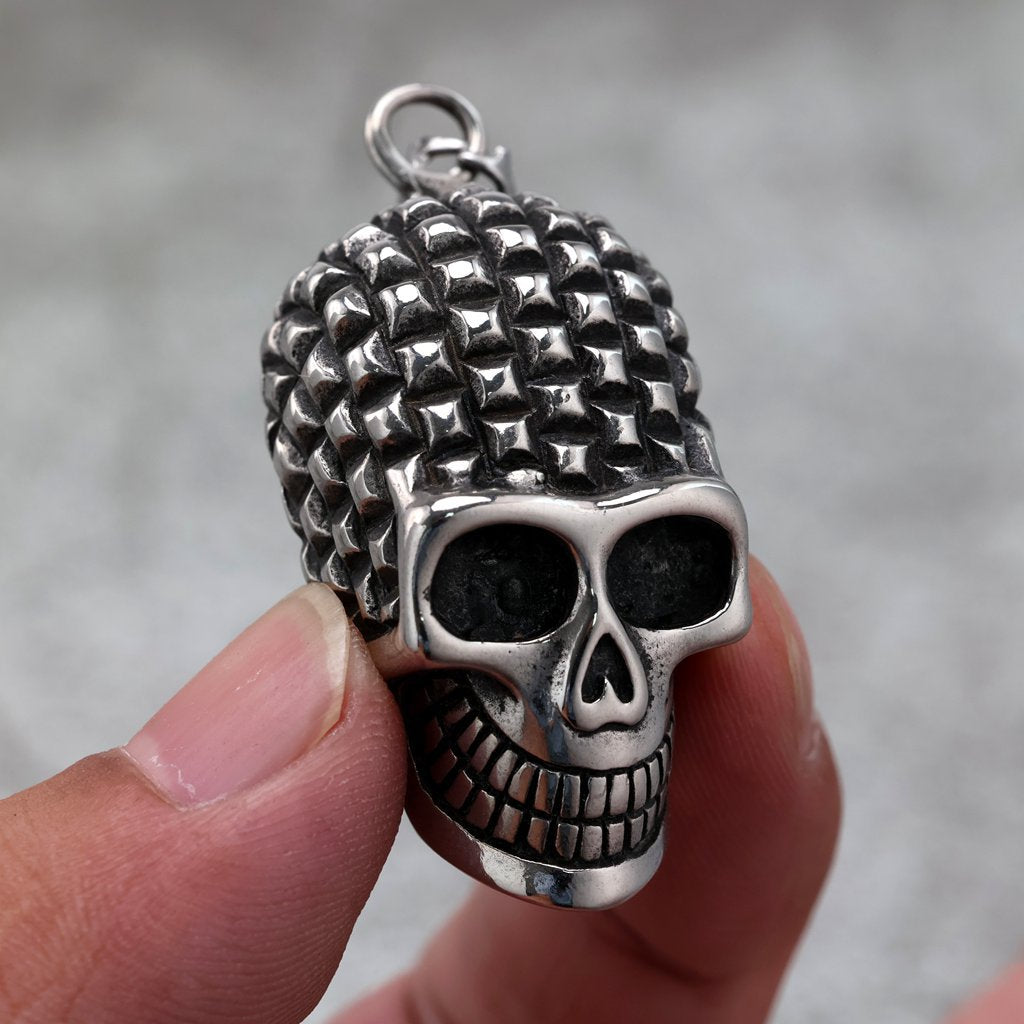 Planderful Vintage Stainless Steel Skull Pendant Necklace Unisex Punk Halloween Durable Bold Jewelry