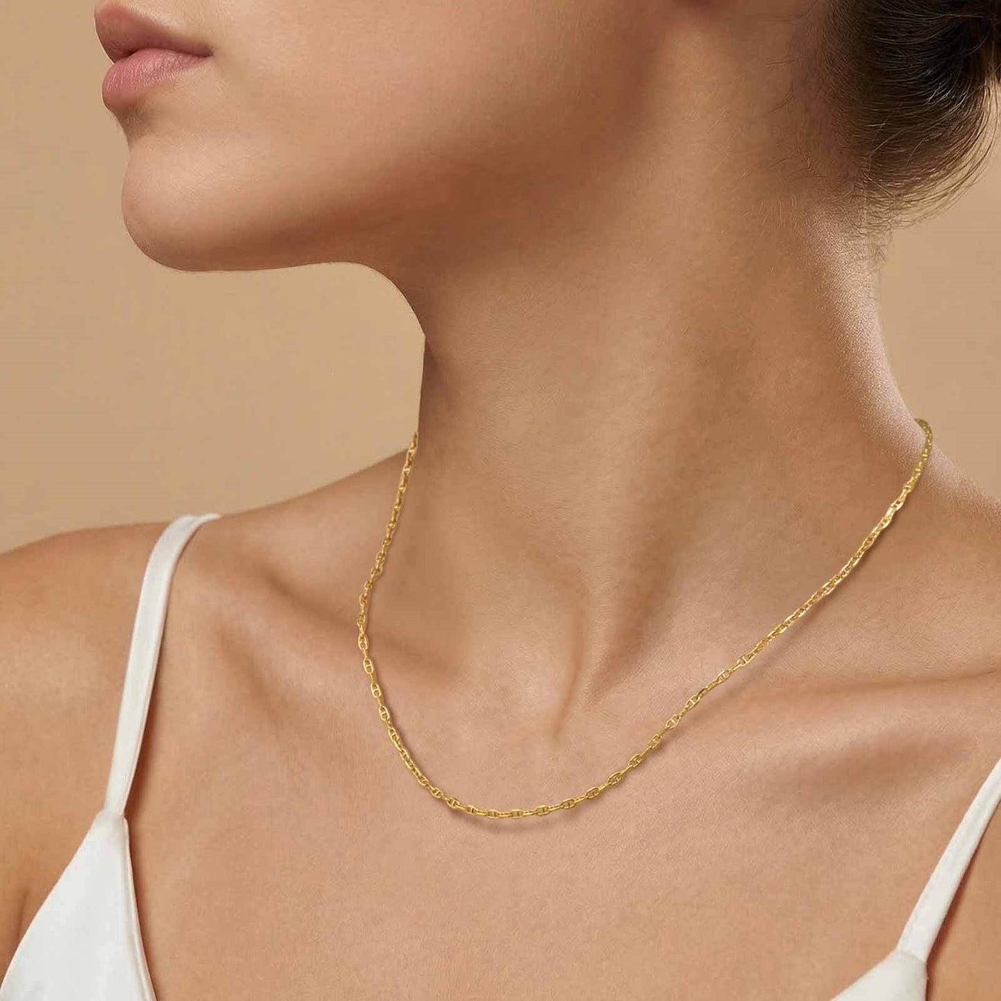 Trends Wish Stainless Steel Embossed Lip Chain Embossed Small Square Chain Character Necklace