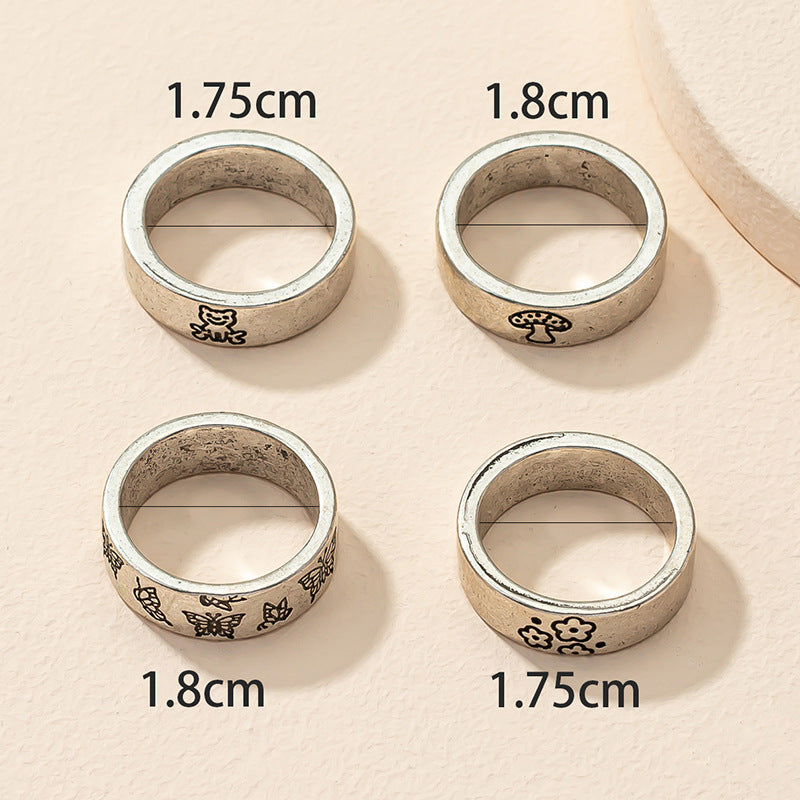 Vienna Verve Butterfly Flower Ring Set - Retro Elegance meets Modern Fashion