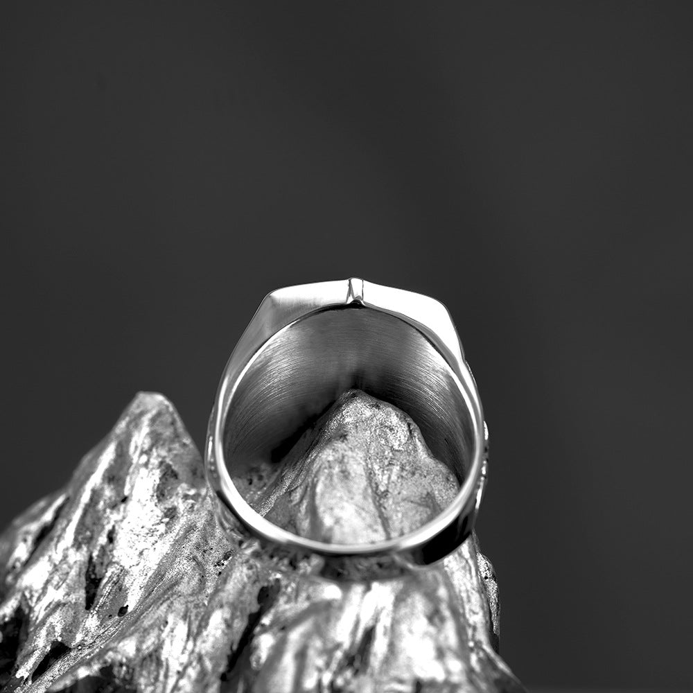 European And American Retro Jewelry Stainless Steel Men's Ring Hip-Hop Style Compass Ring