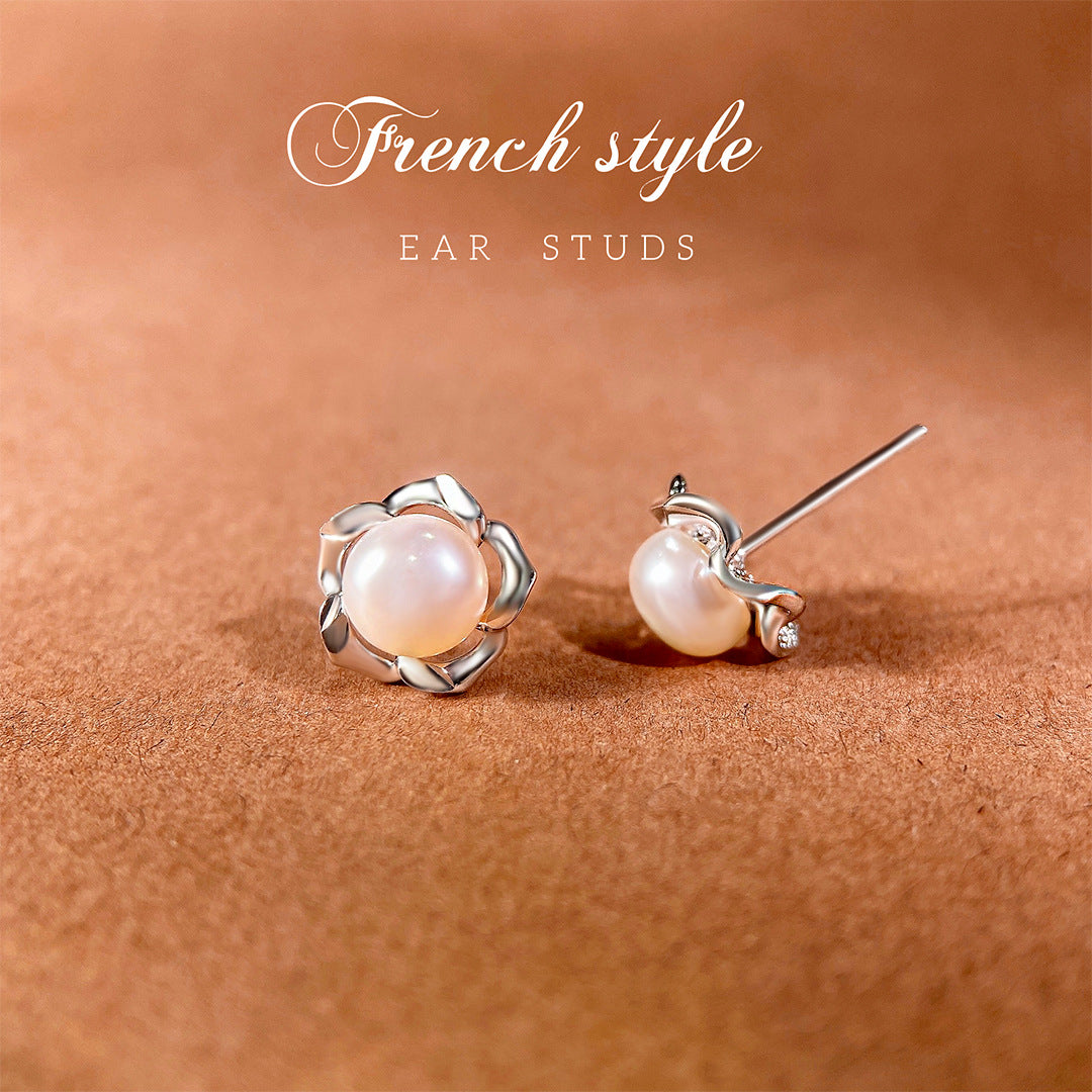 Vintage Pearl 925 Sterling Silver Women's Earrings