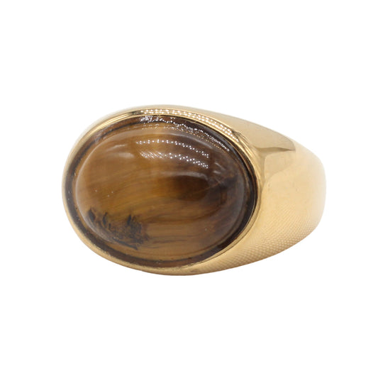 Planderful Titanium Steel Ring For Unisex Oval Stone Design Durable Everyday Wear For Men Women