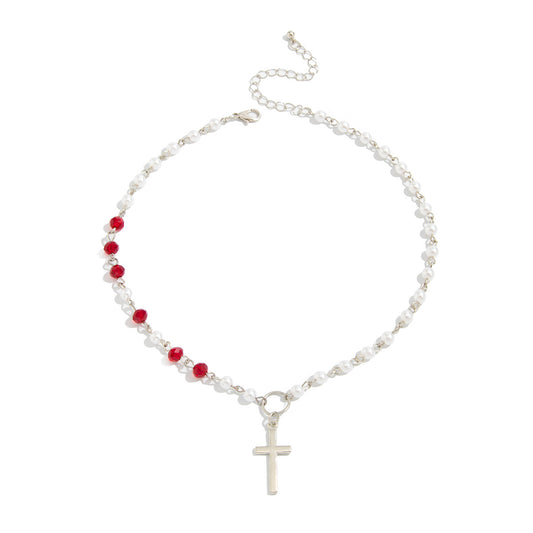 Gothic Crystal Cross Choker Necklace