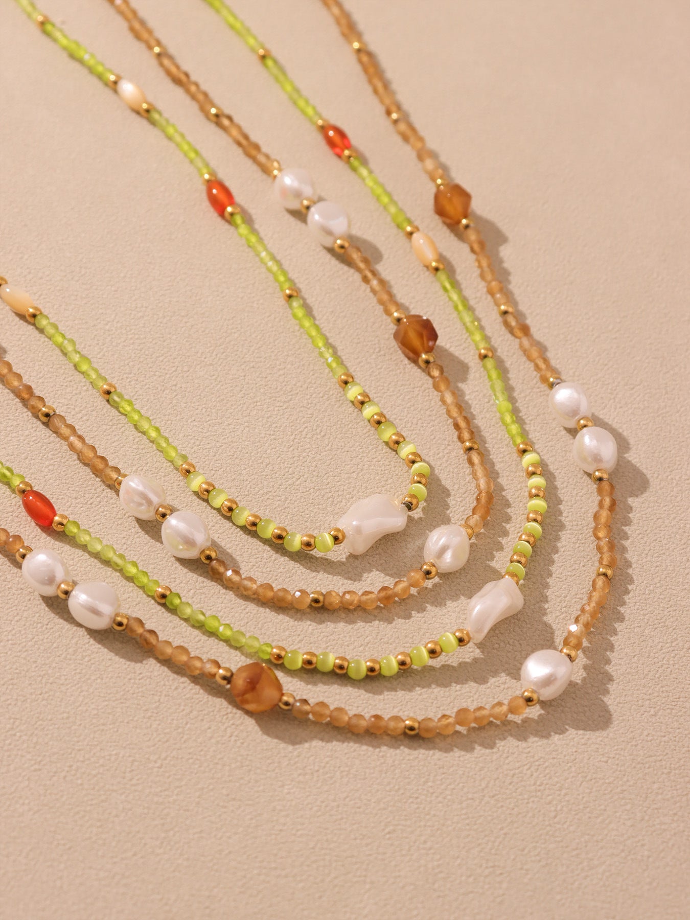 Planderful Opal Shell Beaded Collarbone Necklace For Girls