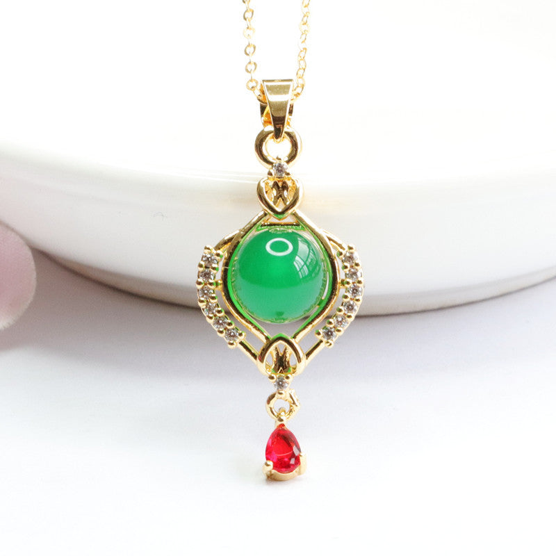 Green Chalcedony Zircon Pendant Necklace from Fortune's Favor Collection