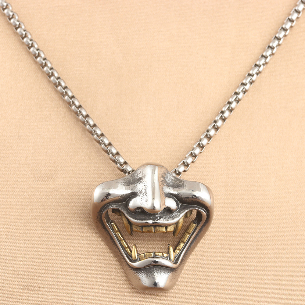 European And American Stainless Steel Smiley Face Mask Pendant