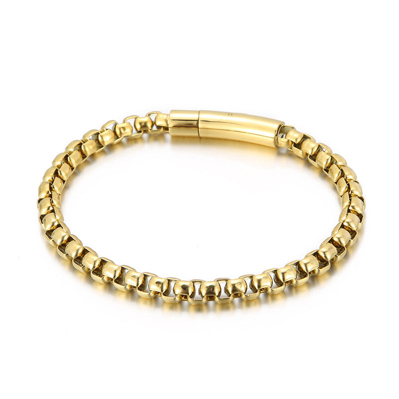 Planderful Square Pearl Bracelet Retro Magnetic Buckle Men