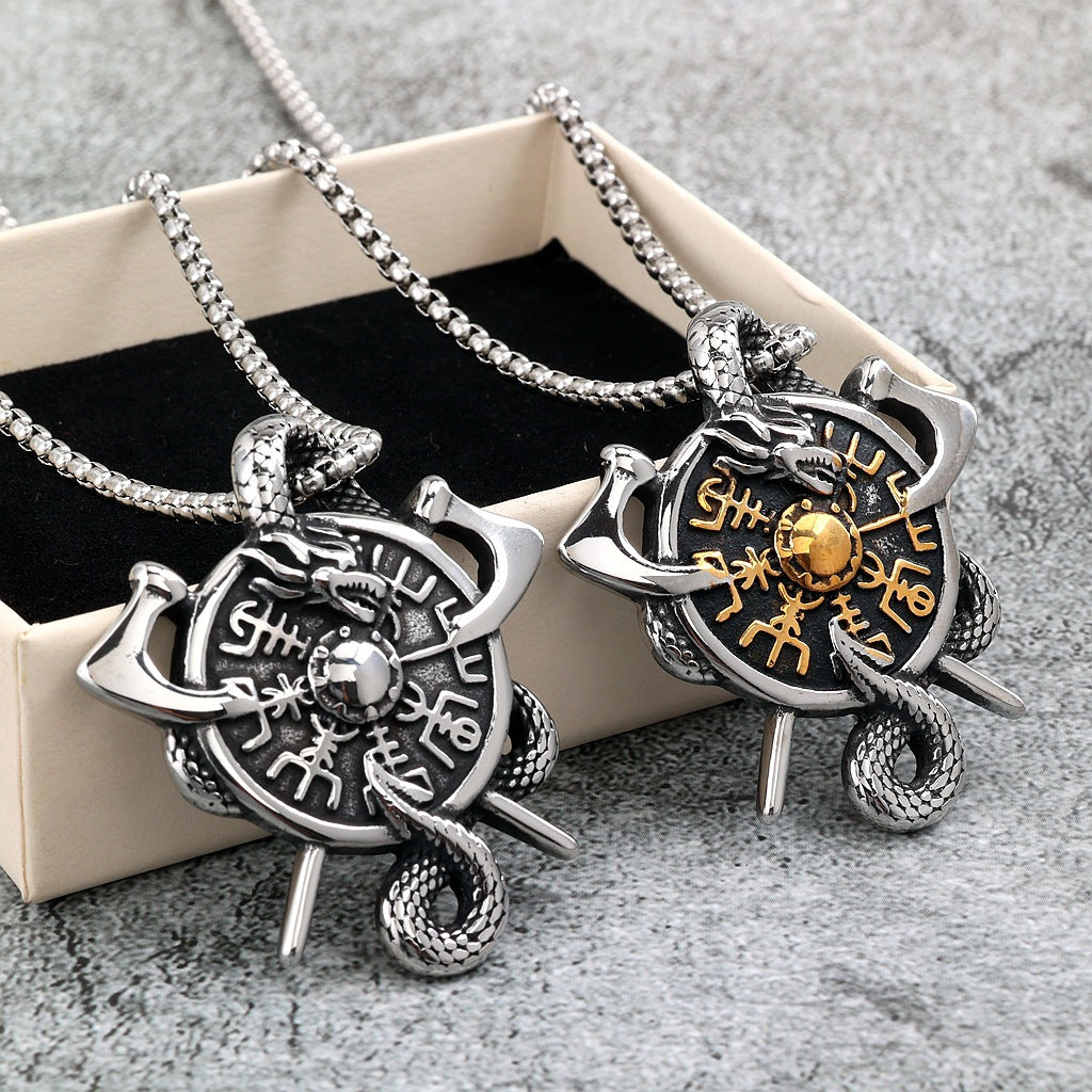 Vintage Viking Stainless Steel Men's Pendant Necklace