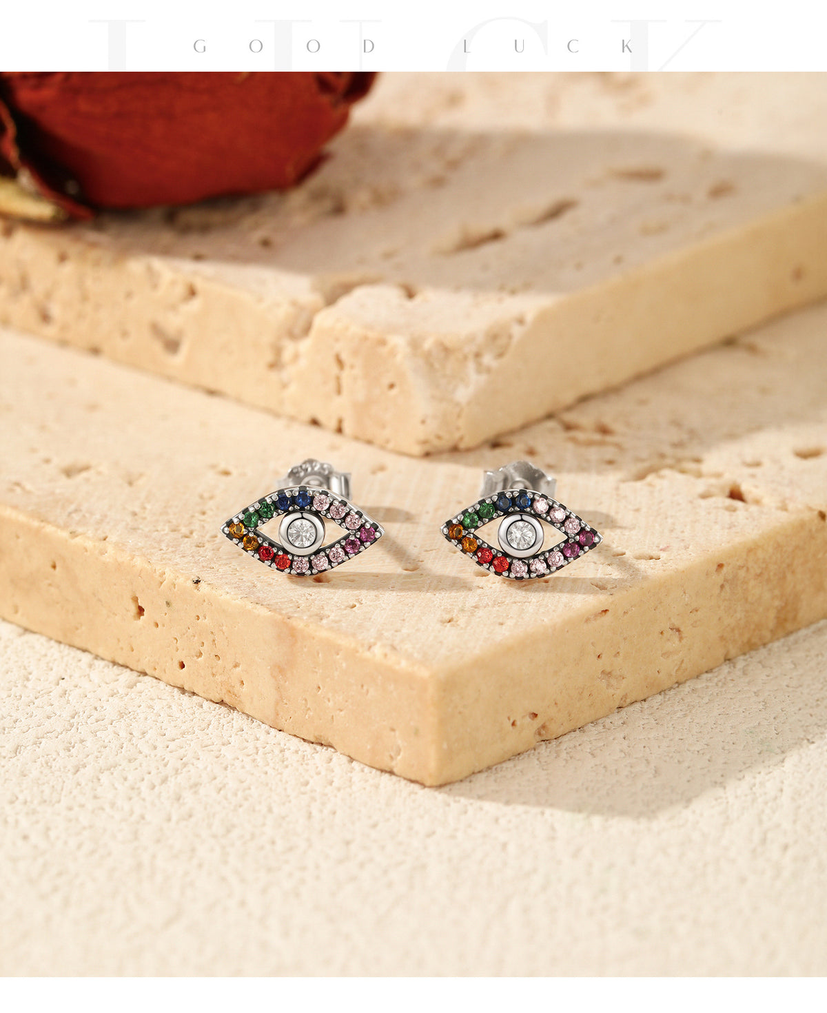 925 Sterling Silver Multicolor Stud Earrings