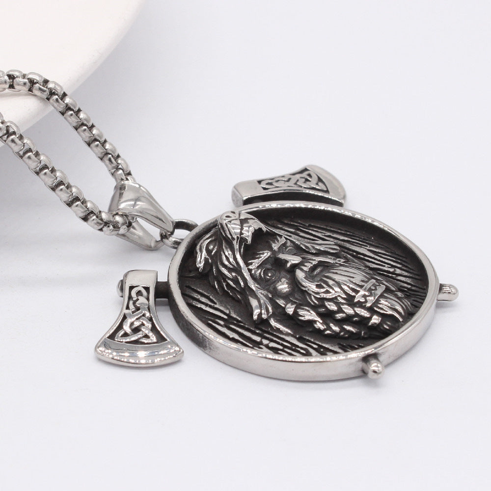 Nordic Viking Axe Pendant Titanium Steel Unisex Jewelry With Protection Statement Planderful
