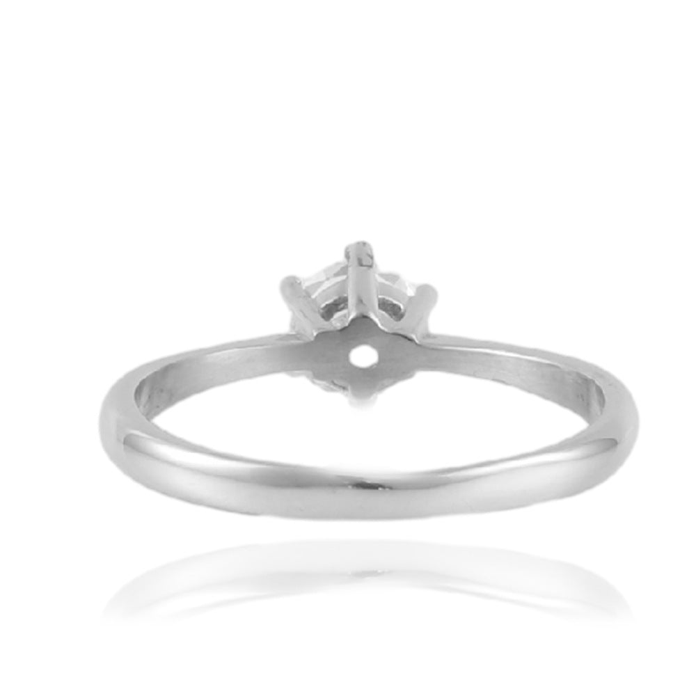 Titanium Steel Fashion Ring with White Stone Inlay - European, American, and Korean Design for Women