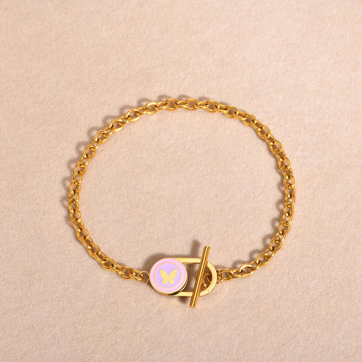 Bracelet Stainless Steel Heart-Shaped Hollow Oval Ot Buckle Women
