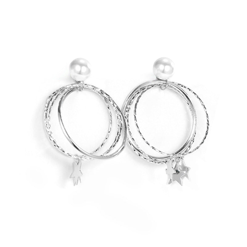 Star Pentagonal 925 Sterling Silver Women's Earrings